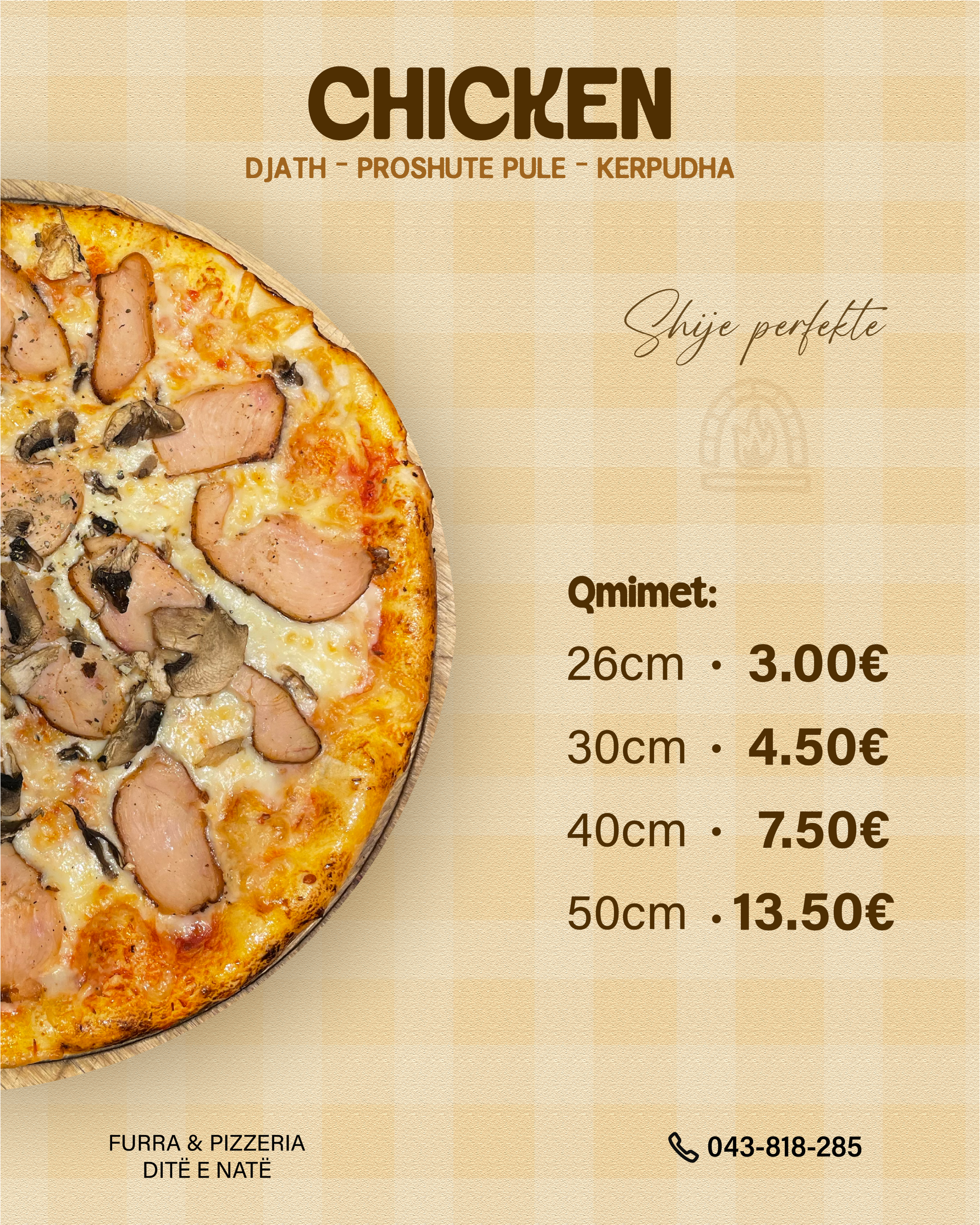 Pizzeria Ditë e Natë — Chicken menu poster