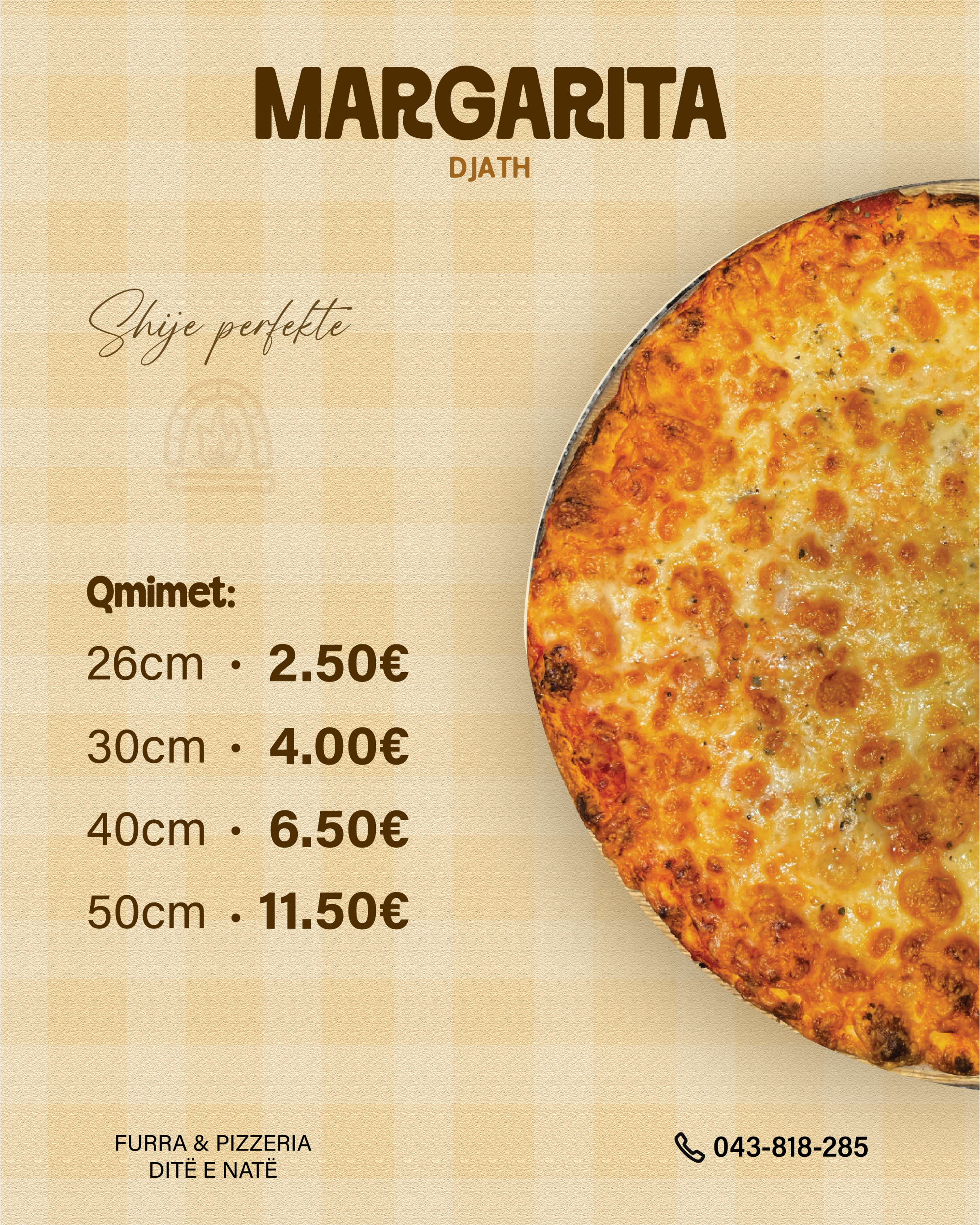 Pizzeria Ditë e Natë — Margarita menu poster