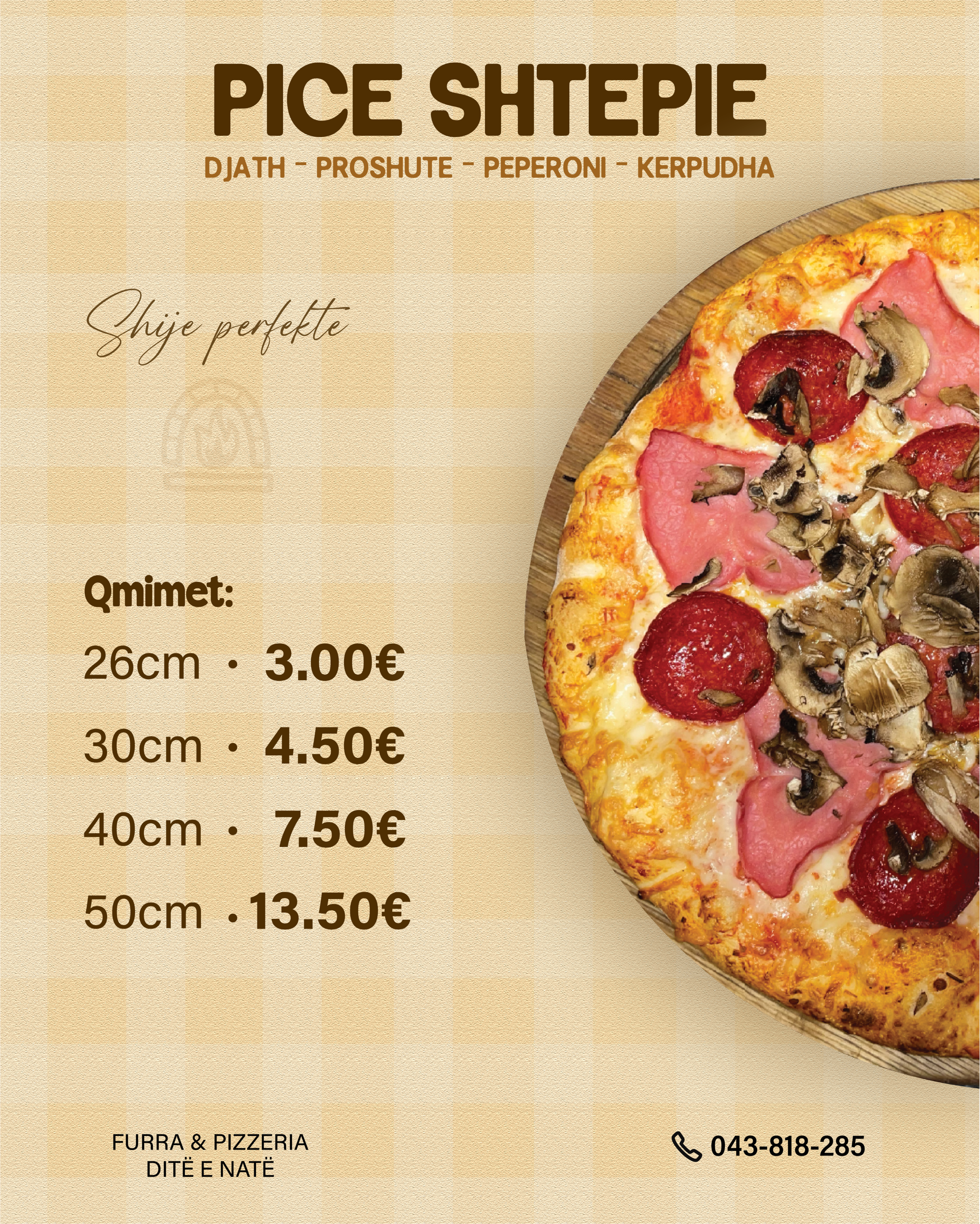 Pizzeria Ditë e Natë — Pice Shtepie menu poster