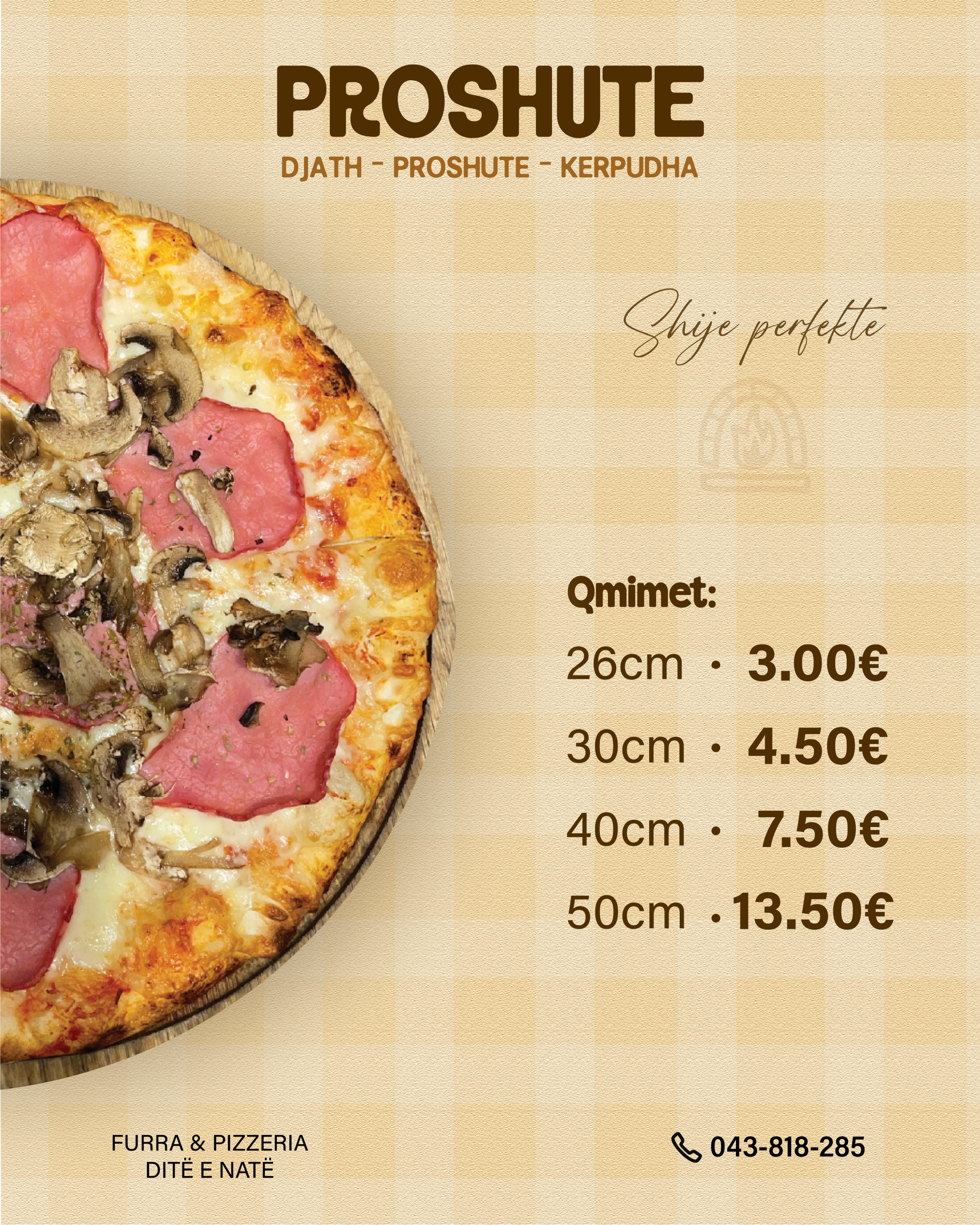 Pizzeria Ditë e Natë — Proshute menu poster