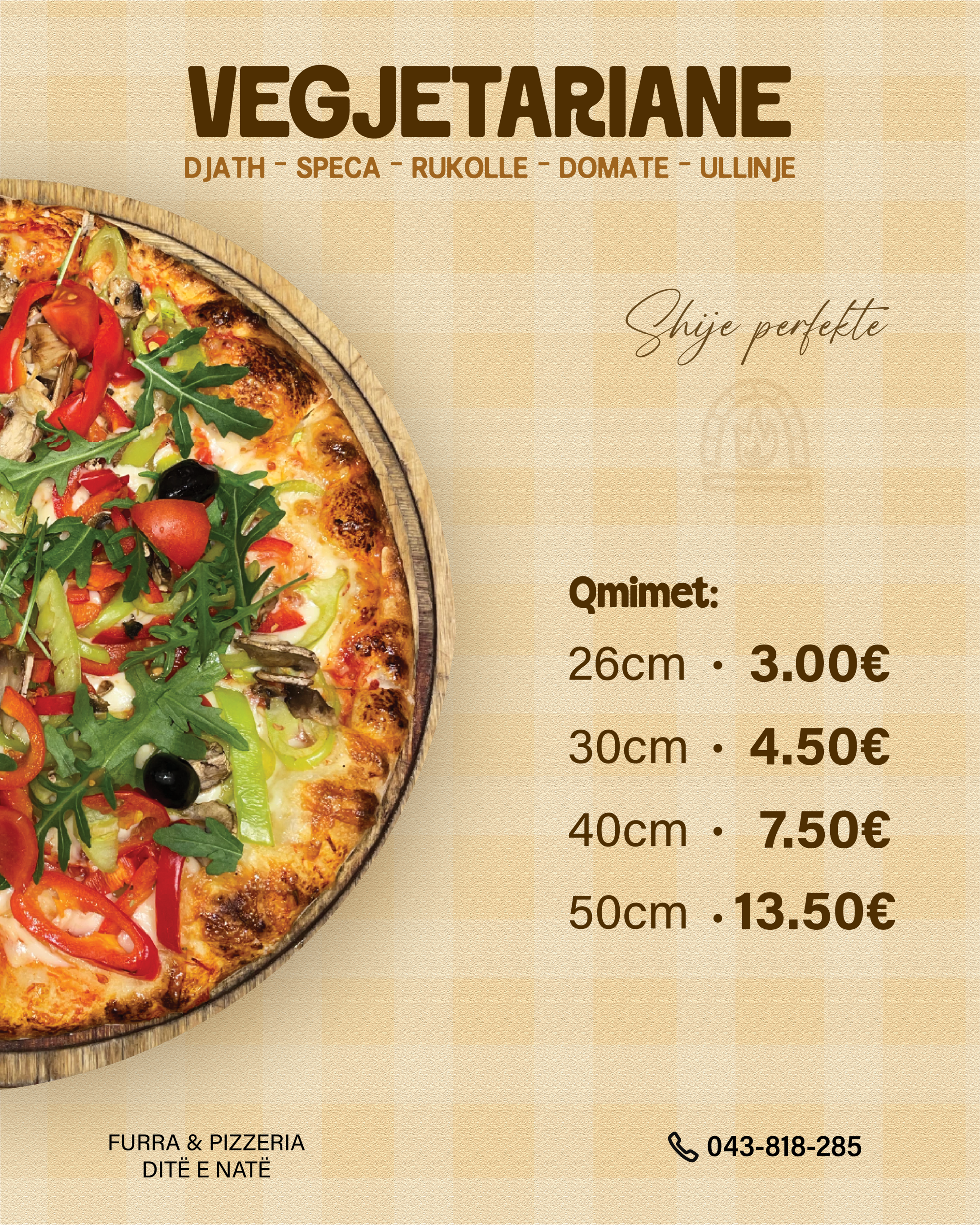 Pizzeria Ditë e Natë — Vegjetariane menu poster
