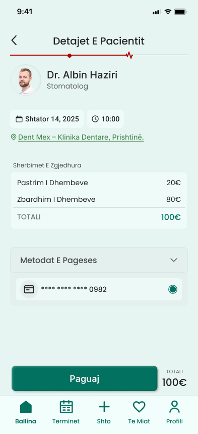 Shëndeti Im — booking and payment