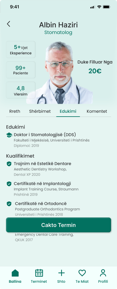 Doctor profile — Education