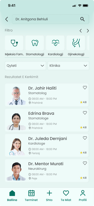 Shëndeti Im — doctor search results
